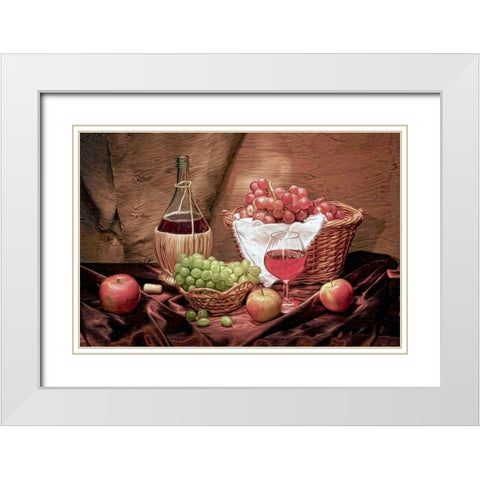 Fruit and Wine I White Modern Wood Framed Art Print with Double Matting by Bolokofsky, Ronald