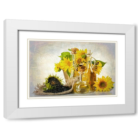 Sunflowers Seeds and Oil White Modern Wood Framed Art Print with Double Matting by Bolokofsky, Ronald
