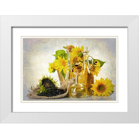 Sunflowers Seeds and Oil White Modern Wood Framed Art Print with Double Matting by Bolokofsky, Ronald