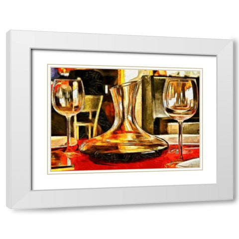 Table For Two White Modern Wood Framed Art Print with Double Matting by Bolokofsky, Ronald