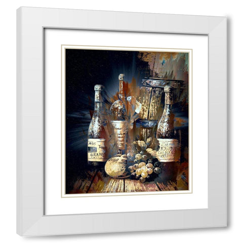 Vintage Wine I White Modern Wood Framed Art Print with Double Matting by Bolokofsky, Ronald