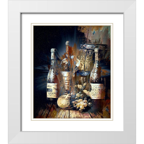 Vintage Wine I White Modern Wood Framed Art Print with Double Matting by Bolokofsky, Ronald