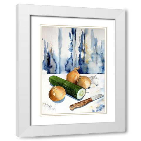 Cutting Up the Veggies White Modern Wood Framed Art Print with Double Matting by Bolokofsky, Ronald