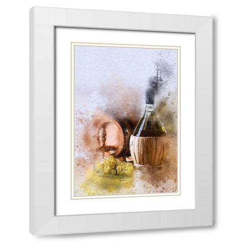 Wine and Grapes I White Modern Wood Framed Art Print with Double Matting by Bolokofsky, Ronald