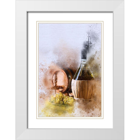 Wine and Grapes I White Modern Wood Framed Art Print with Double Matting by Bolokofsky, Ronald