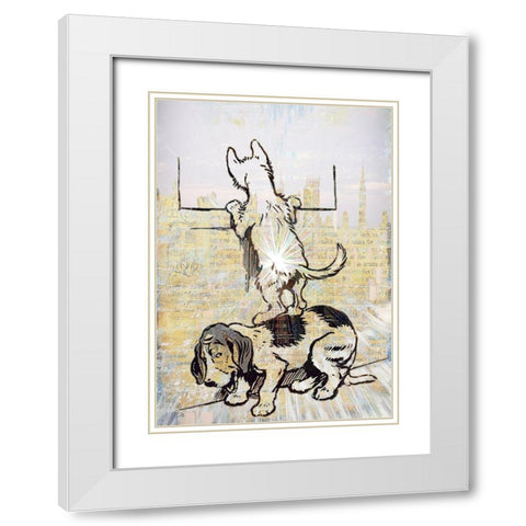 Peeping Tom Cat White Modern Wood Framed Art Print with Double Matting by Bolokofsky, Ronald