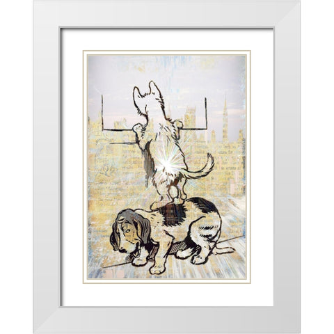 Peeping Tom Cat White Modern Wood Framed Art Print with Double Matting by Bolokofsky, Ronald