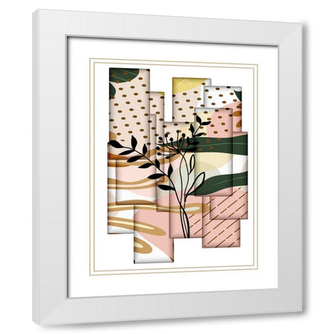 Abstract Collage 335 White Modern Wood Framed Art Print with Double Matting by Bolokofsky, Ronald