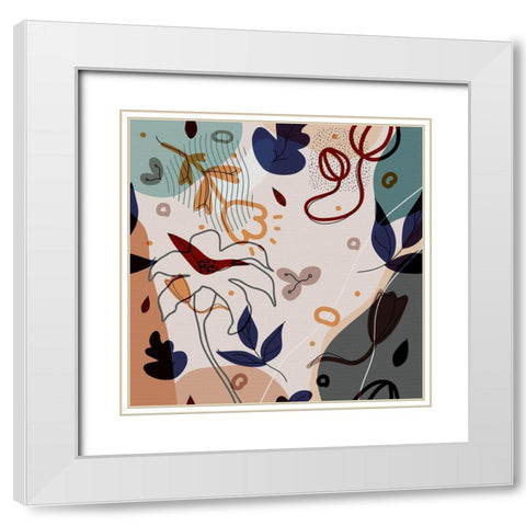 Abstract Flowers 154 White Modern Wood Framed Art Print with Double Matting by Bolokofsky, Ronald