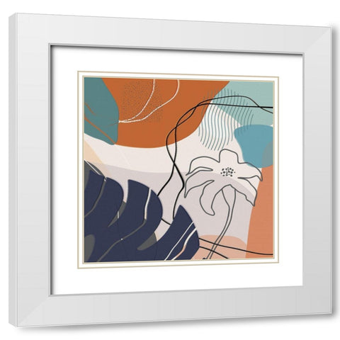 Abstract Flowers 254 White Modern Wood Framed Art Print with Double Matting by Bolokofsky, Ronald