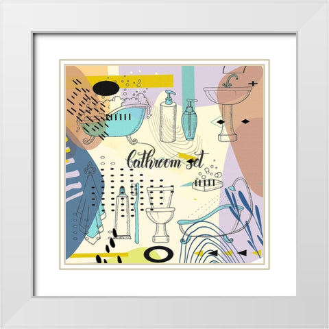 Bathroom Set White Modern Wood Framed Art Print with Double Matting by Bolokofsky, Ronald