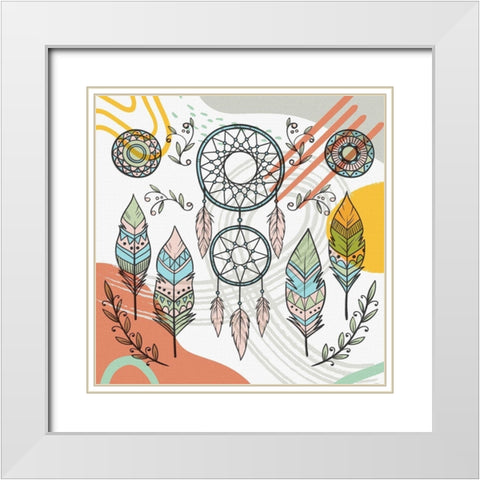 Boho Elements Collage 255 White Modern Wood Framed Art Print with Double Matting by Bolokofsky, Ronald