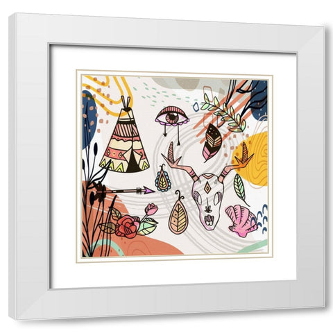 Boho Elements Collage 256 White Modern Wood Framed Art Print with Double Matting by Bolokofsky, Ronald