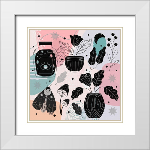 Boho Elements Collage 301 White Modern Wood Framed Art Print with Double Matting by Bolokofsky, Ronald