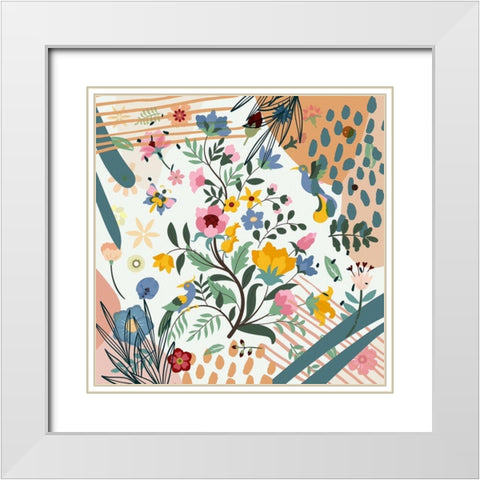 Boho Garden 52 White Modern Wood Framed Art Print with Double Matting by Bolokofsky, Ronald