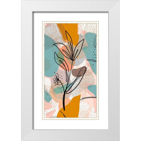 Botanical Abstract 1301 White Modern Wood Framed Art Print with Double Matting by Bolokofsky, Ronald