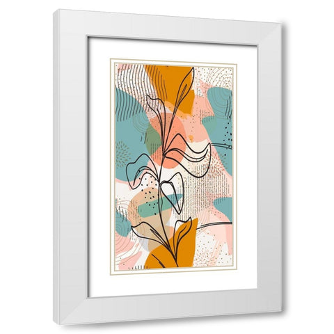 Botanical Abstract 1303 White Modern Wood Framed Art Print with Double Matting by Bolokofsky, Ronald