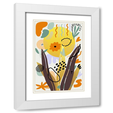 Botanical Sunshine 692 White Modern Wood Framed Art Print with Double Matting by Bolokofsky, Ronald