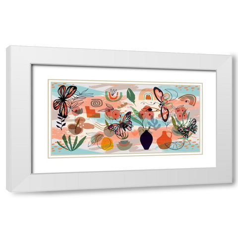 Butterfly Collage 107 White Modern Wood Framed Art Print with Double Matting by Bolokofsky, Ronald