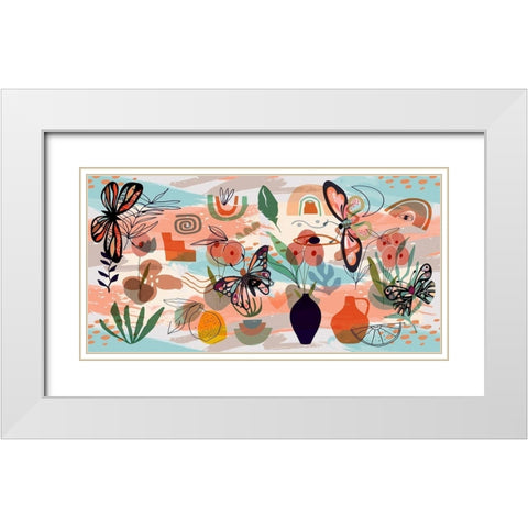 Butterfly Collage 107 White Modern Wood Framed Art Print with Double Matting by Bolokofsky, Ronald