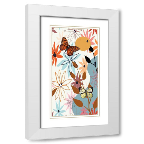 Butterfly Garden 464 White Modern Wood Framed Art Print with Double Matting by Bolokofsky, Ronald