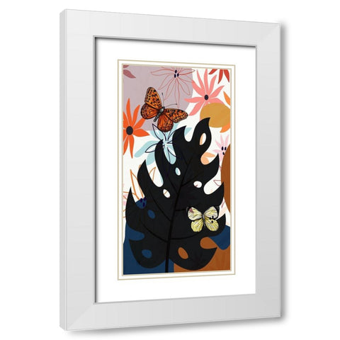 Butterfly Garden 465 White Modern Wood Framed Art Print with Double Matting by Bolokofsky, Ronald
