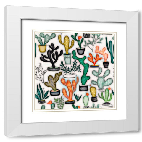 Cacti Corner 789 White Modern Wood Framed Art Print with Double Matting by Bolokofsky, Ronald