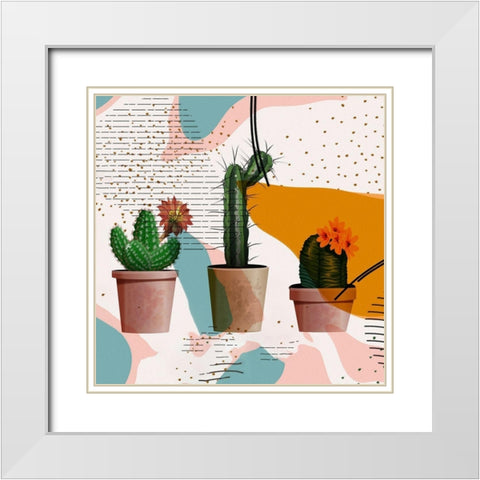 Cactus Party II White Modern Wood Framed Art Print with Double Matting by Bolokofsky, Ronald