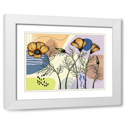 California Poppies White Modern Wood Framed Art Print with Double Matting by Bolokofsky, Ronald