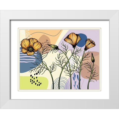 California Poppies White Modern Wood Framed Art Print with Double Matting by Bolokofsky, Ronald