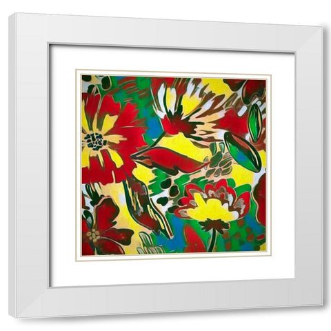 Flower Garden 330 White Modern Wood Framed Art Print with Double Matting by Bolokofsky, Ronald