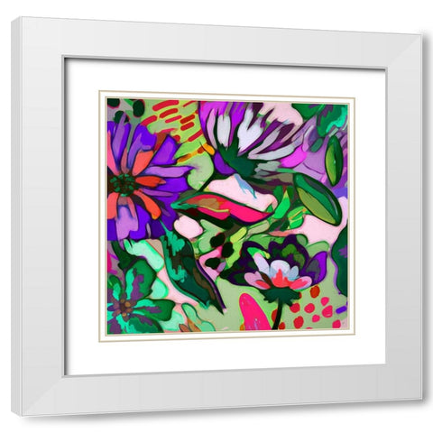 Flower Garden 333 White Modern Wood Framed Art Print with Double Matting by Bolokofsky, Ronald