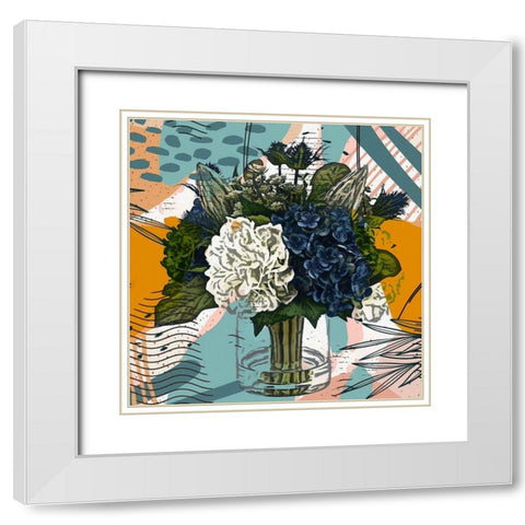 Hydragnea and Peonies White Modern Wood Framed Art Print with Double Matting by Bolokofsky, Ronald