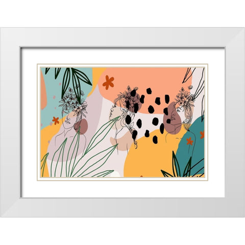 Island Girls 1308 White Modern Wood Framed Art Print with Double Matting by Bolokofsky, Ronald