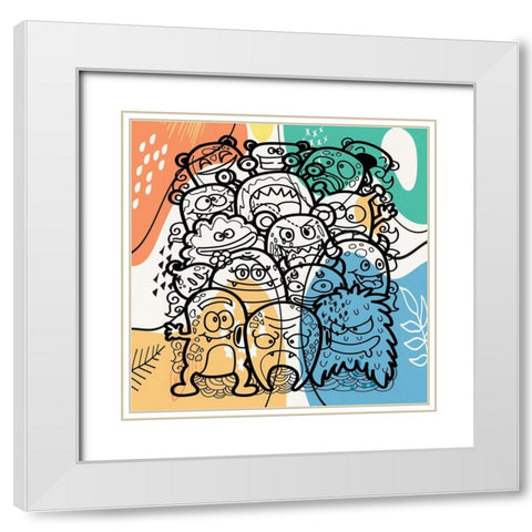Little Monsters White Modern Wood Framed Art Print with Double Matting by Bolokofsky, Ronald