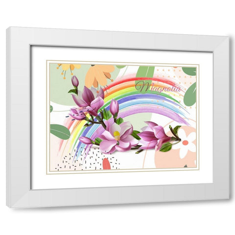 Magnolia Rainbow 282 White Modern Wood Framed Art Print with Double Matting by Bolokofsky, Ronald