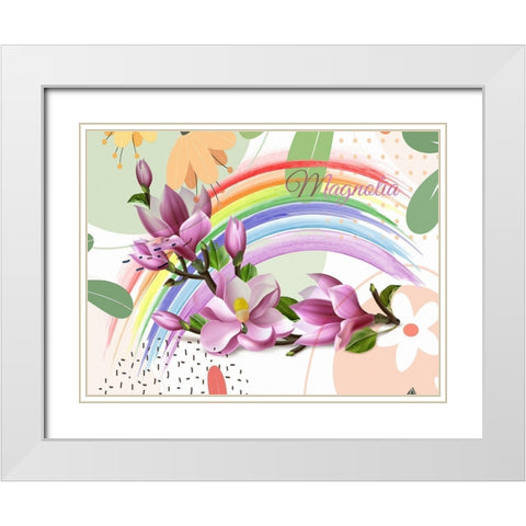 Magnolia Rainbow 282 White Modern Wood Framed Art Print with Double Matting by Bolokofsky, Ronald