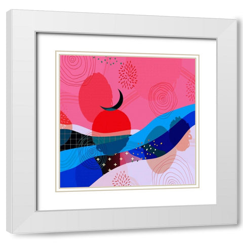 Mid Century Abstract 582 White Modern Wood Framed Art Print with Double Matting by Bolokofsky, Ronald
