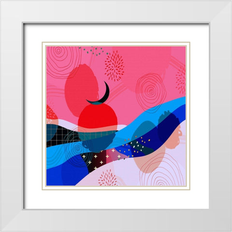 Mid Century Abstract 582 White Modern Wood Framed Art Print with Double Matting by Bolokofsky, Ronald