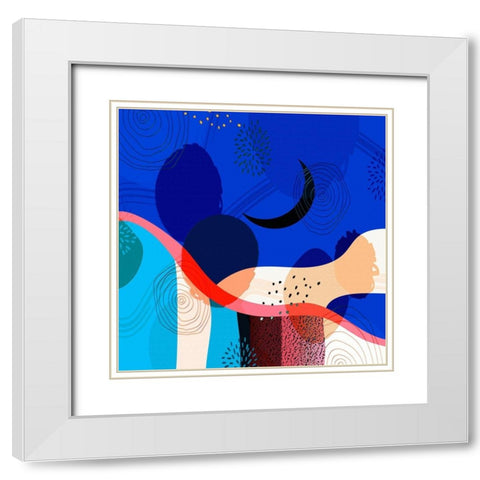 Mid Century Abstract 583 White Modern Wood Framed Art Print with Double Matting by Bolokofsky, Ronald