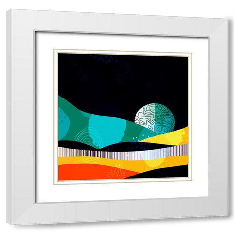 Mid Century Abstract 584 White Modern Wood Framed Art Print with Double Matting by Bolokofsky, Ronald