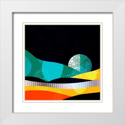 Mid Century Abstract 584 White Modern Wood Framed Art Print with Double Matting by Bolokofsky, Ronald