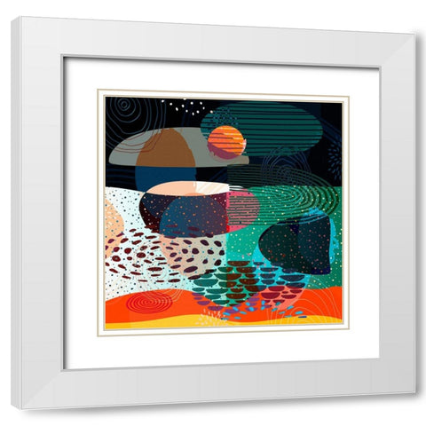 Mid Century Abstract 585 White Modern Wood Framed Art Print with Double Matting by Bolokofsky, Ronald