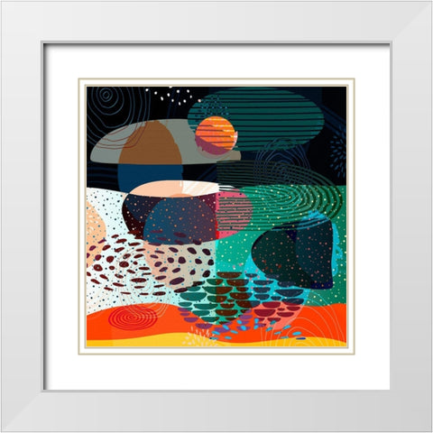 Mid Century Abstract 585 White Modern Wood Framed Art Print with Double Matting by Bolokofsky, Ronald