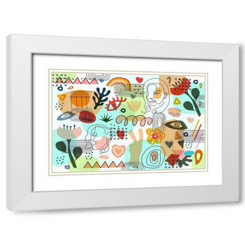 Mid Century Shapes 52 White Modern Wood Framed Art Print with Double Matting by Bolokofsky, Ronald