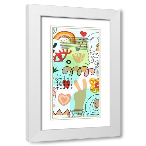 Mid Century Shapes 52B White Modern Wood Framed Art Print with Double Matting by Bolokofsky, Ronald
