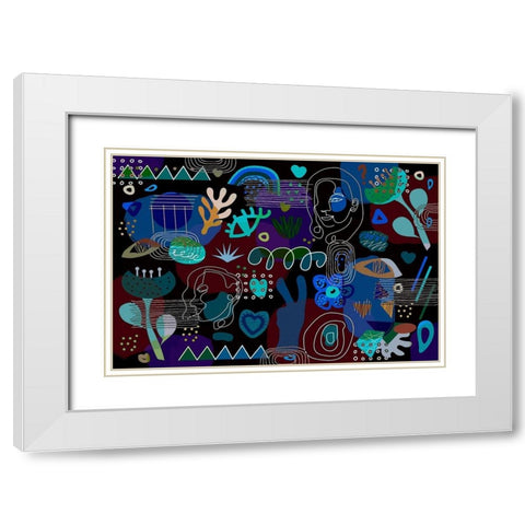 Mid Century Shapes 62 White Modern Wood Framed Art Print with Double Matting by Bolokofsky, Ronald