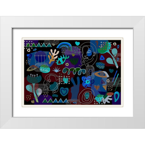 Mid Century Shapes 62 White Modern Wood Framed Art Print with Double Matting by Bolokofsky, Ronald