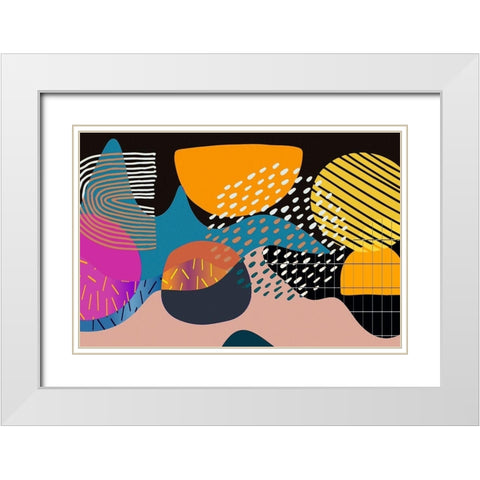 Mid Century Shapes 531 White Modern Wood Framed Art Print with Double Matting by Bolokofsky, Ronald