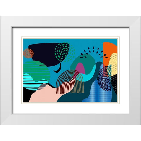 Mid Century Shapes 532 White Modern Wood Framed Art Print with Double Matting by Bolokofsky, Ronald